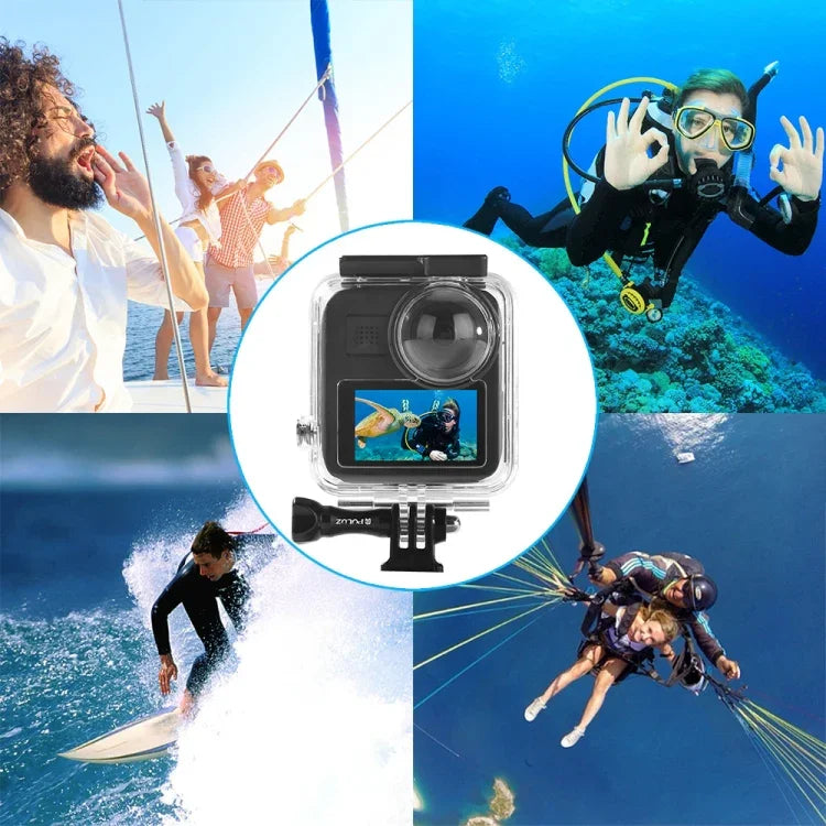 PULUZ 45m Unterwassergehäuse, wasserdicht, Tauchkoffer für GoPro MAX, mit Schnallenhalterung und Schraube, wasserdichtes Gehäuse