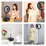 PULUZ 10,2 Zoll 26cm USB 3 Modi dimmbares Dual-Farbtemperatur LED gebogenes Ring Vlogging Selfie Fotografie Video Licht mit Bluetooth Fernbedienung & faltbarem Desktop-Halter & Telefonklemme