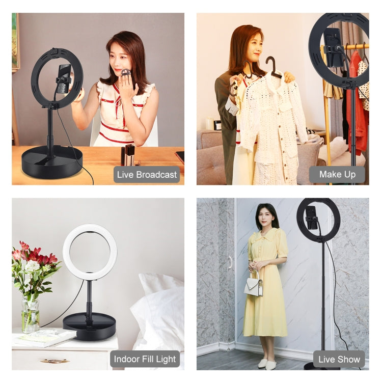 PULUZ 10,2 Zoll 26cm USB 3 Modi dimmbares Dual-Farbtemperatur LED gebogenes Ring Vlogging Selfie Fotografie Video Licht mit Bluetooth Fernbedienung & faltbarem Desktop-Halter & Telefonklemme