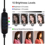 PULUZ 10,2 Zoll 26cm USB 3 Modi dimmbares Dual-Farbtemperatur LED gebogenes Ring Vlogging Selfie Fotografie Video Licht mit Bluetooth Fernbedienung & faltbarem Desktop-Halter & Telefonklemme