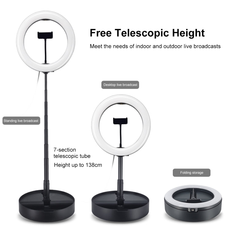 PULUZ 10,2 Zoll 26cm USB 3 Modi dimmbares Dual-Farbtemperatur LED gebogenes Ring Vlogging Selfie Fotografie Video Licht mit Bluetooth Fernbedienung & faltbarem Desktop-Halter & Telefonklemme