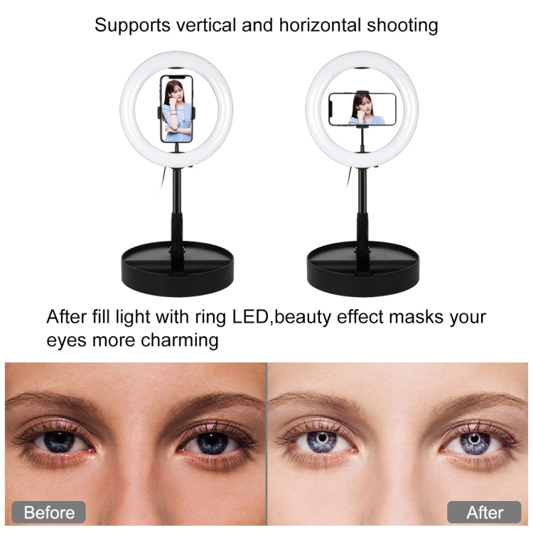 PULUZ 10,2 Zoll 26cm USB 3 Modi dimmbares Dual-Farbtemperatur LED gebogenes Ring Vlogging Selfie Fotografie Video Licht mit Bluetooth Fernbedienung & faltbarem Desktop-Halter & Telefonklemme