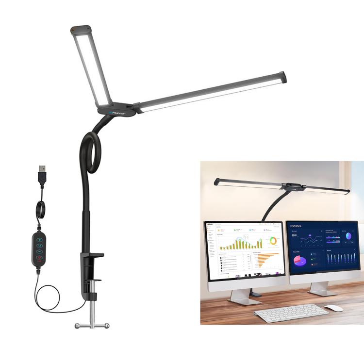 PULUZ Schwanenhals-Rohr LED Fülllicht Doppelkopf Clip Schreibtischlampe