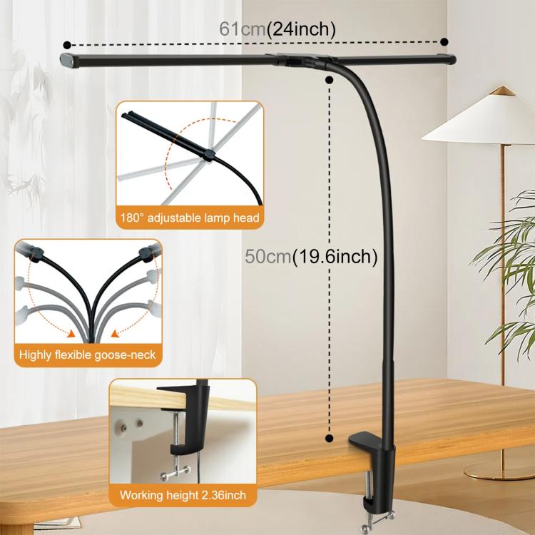 PULUZ Schwanenhals-Rohr LED Fülllicht Doppelkopf Clip Schreibtischlampe