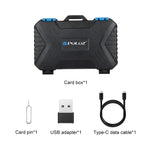 PULUZ Kartenleser + 22-in-1-Speicherkartenetui für 1 Standard-SIM + 2 Micro-SIM + 2 Nano-SIM + 3 CF + 7 SD + 6 TF + 1 Kartensteckdose, 22 in 1 + Kartenleser
