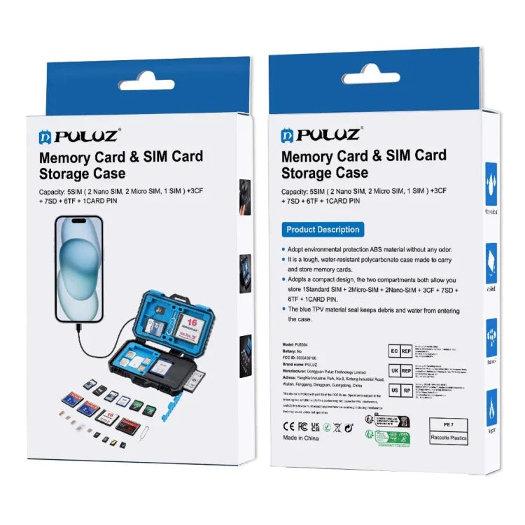 PULUZ Kartenleser + 22-in-1-Speicherkartenetui für 1 Standard-SIM + 2 Micro-SIM + 2 Nano-SIM + 3 CF + 7 SD + 6 TF + 1 Kartensteckdose, 22 in 1 + Kartenleser