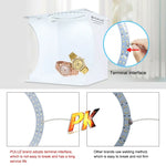 PULUZ 23 cm Ring-LED-Panel Faltbares, tragbares Fotostudio-Zelt-Set mit 6 farbigen Hintergründen (Schwarz, Weiß, Gelb, Rot, Grün, Blau), Maße (aufgeklappt): 24 cm x 23 cm x 23 cm, 23 cm Ring-LED-Panel