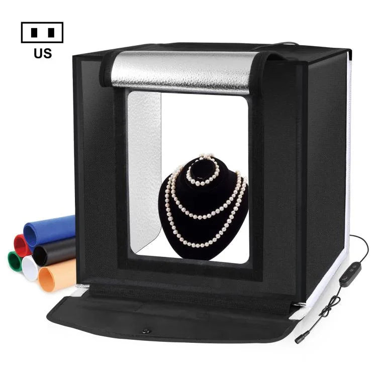 PULUZ 40cm Faltbares, tragbares Fotostudio-Zelt-Set mit dimmbarem Weißlicht und 6 farbigen Hintergründen (Schwarz, Orange, Weiß, Rot, Grün, Blau), 40cm Box (US), 40cm Box (UK), 40cm Box (EU), 40cm Box (AU)