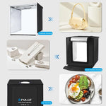 PULUZ 40cm Faltbares, tragbares Fotostudio-Zelt-Set mit dimmbarem Weißlicht und 6 farbigen Hintergründen (Schwarz, Orange, Weiß, Rot, Grün, Blau), 40cm Box (US), 40cm Box (UK), 40cm Box (EU), 40cm Box (AU)