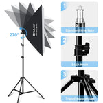 PULUZ 50x70cm Studio Softbox + 2m Tripod Mount + Single 220V E27 30W 5700K White Light LED Bulb Photography Kit, Single Bulb EU Plug, Single Bulb US Plug