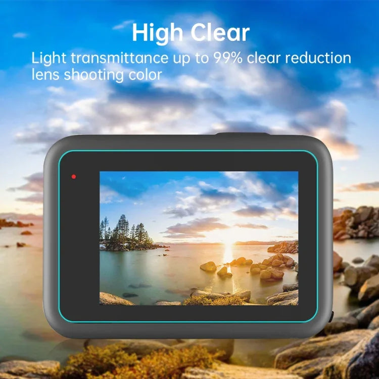 PULUZ Schutzfolie aus gehärtetem Glas (9H 2.5D) für GoPro HERO12 Black /11 Black /10 Black /9 Black Objektiv + LCD-Display, für GoPro HERO9 Black