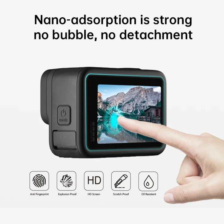PULUZ Schutzfolie aus gehärtetem Glas (9H 2.5D) für GoPro HERO12 Black /11 Black /10 Black /9 Black Objektiv + LCD-Display, für GoPro HERO9 Black