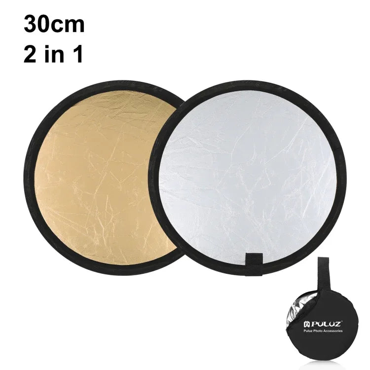 PULUZ 30 cm 2-in-1 Silber/Gold Faltbarer Fotostudio-Reflektor, 30 cm Reflektor