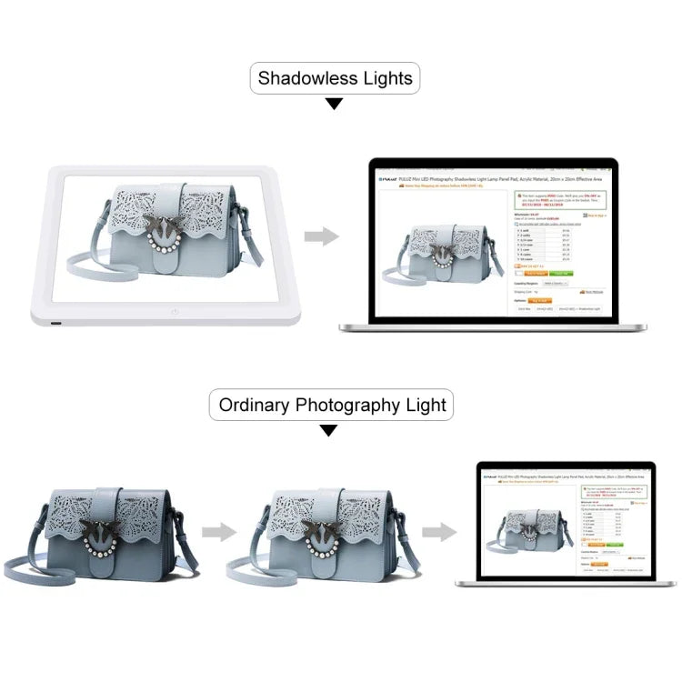 PULUZ 20cm LED-Schattenfrei-Leuchtmatte für Fotostudioboxen, 20cm Schattenfrei