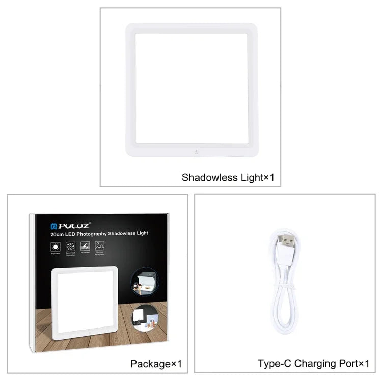 PULUZ 20cm LED-Schattenfrei-Leuchtmatte für Fotostudioboxen, 20cm Schattenfrei