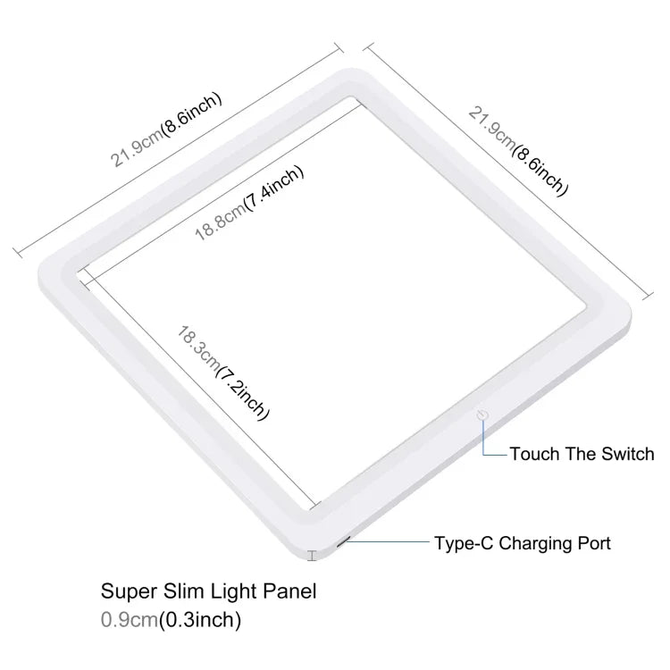 PULUZ Mini-LED-Fotografie-Schattenfrei-Licht-Panel-Pad + Studio-Aufnahmezeltbox, Acrylmaterial, 20 cm x 20 cm effektive Fläche, 20 cm (2 LEDs) + Schattenfreies Licht