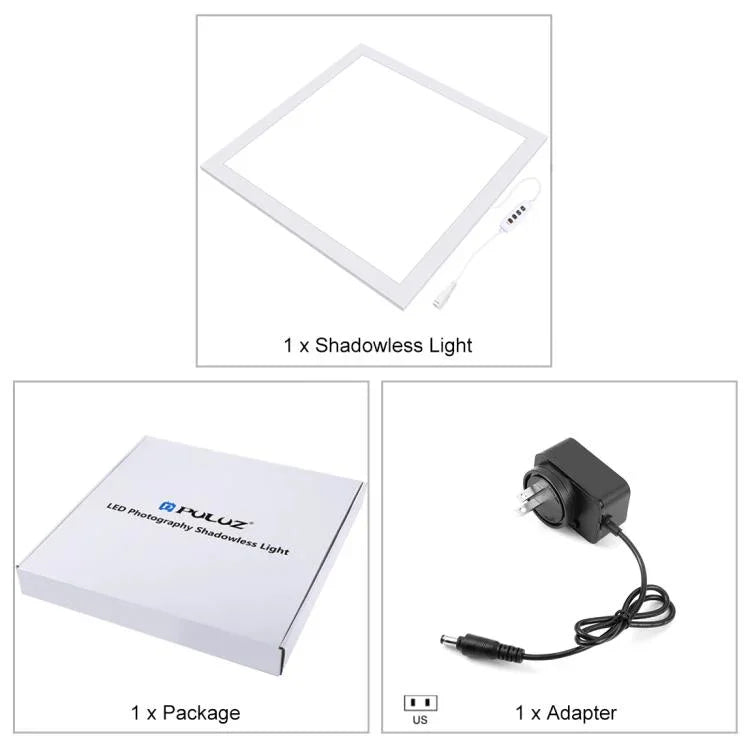 PULUZ 1000LM LED Acryl-Lichtmatte ohne Polaritätsverzerrung, dimmbar, schattenfrei, mit Schalter für 40cm Fotostudiobox, Licht (US), Licht (UK), Licht (EU)