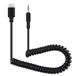 PULUZ 3,5mm TRRS Stecker auf 8-Pin Stecker Live Mikrofon Audio Adapter Federkabel für iPhone, Kabel dehnbar bis 100cm, 3,5mm Stecker auf 8-Pin