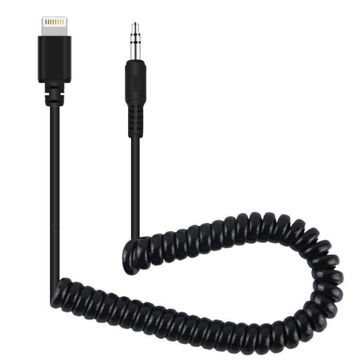 PULUZ 3,5mm TRRS Stecker auf 8-Pin Stecker Live Mikrofon Audio Adapter Federkabel für iPhone, Kabel dehnbar bis 100cm, 3,5mm Stecker auf 8-Pin