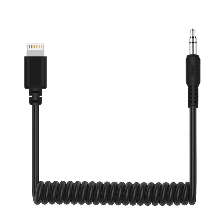 PULUZ 3,5mm TRRS Stecker auf 8-Pin Stecker Live Mikrofon Audio Adapter Federkabel für iPhone, Kabel dehnbar bis 100cm, 3,5mm Stecker auf 8-Pin