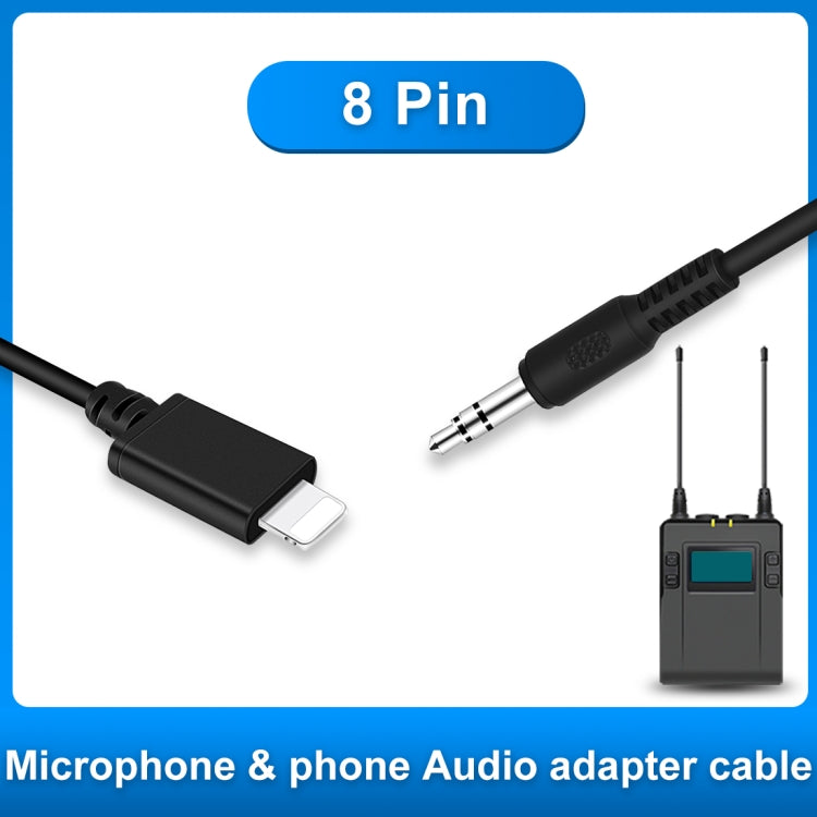 PULUZ 3,5mm TRRS Stecker auf 8-Pin Stecker Live Mikrofon Audio Adapter Federkabel für iPhone, Kabel dehnbar bis 100cm, 3,5mm Stecker auf 8-Pin