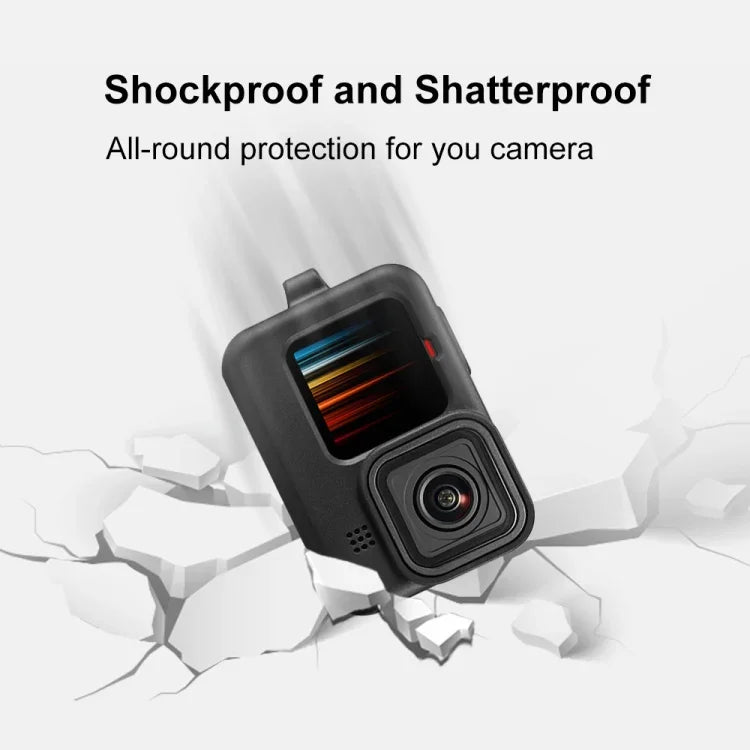 PULUZ Silikon-Schutzhülle mit Handschlaufe und Objektivabdeckung für GoPro HERO12 Black /11 Black /10 Black /9 Black, für GoPro HERO9 Black