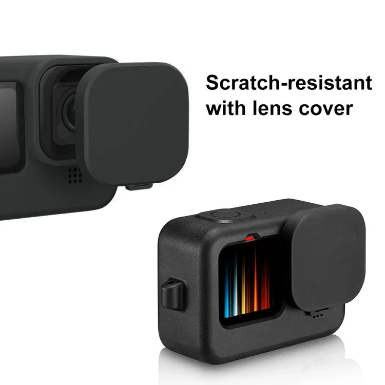 PULUZ Silikon-Schutzhülle mit Handschlaufe und Objektivabdeckung für GoPro HERO12 Black /11 Black /10 Black /9 Black, für GoPro HERO9 Black