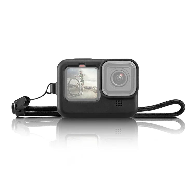 PULUZ Silikon-Schutzhülle mit Handschlaufe und Objektivabdeckung für GoPro HERO12 Black /11 Black /10 Black /9 Black, für GoPro HERO9 Black