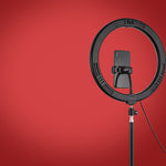 PULUZ 11,8 Zoll 30cm gebogene Oberfläche USB 10 Modi 8 Farben RGBW dimmbares LED Ring Vlogging Fotografie Video Licht mit Stativ Kugelkopf & Telefonklemme, 11,8 Zoll Tastensteuerung