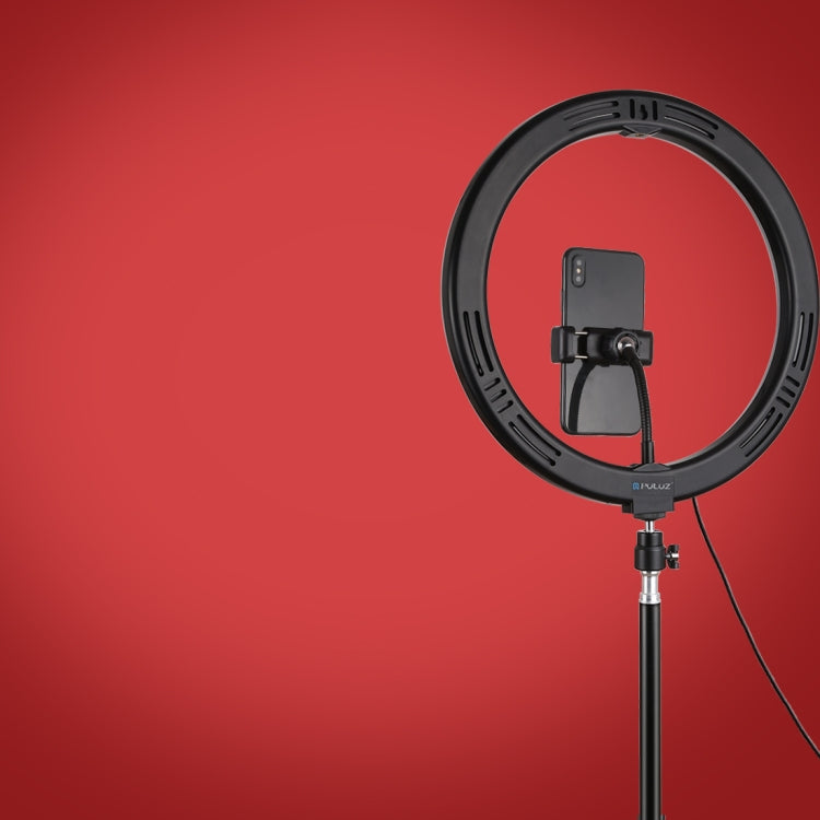 PULUZ 11,8 Zoll 30cm gebogene Oberfläche USB 10 Modi 8 Farben RGBW dimmbares LED Ring Vlogging Fotografie Video Licht mit Stativ Kugelkopf & Telefonklemme, 11,8 Zoll Tastensteuerung