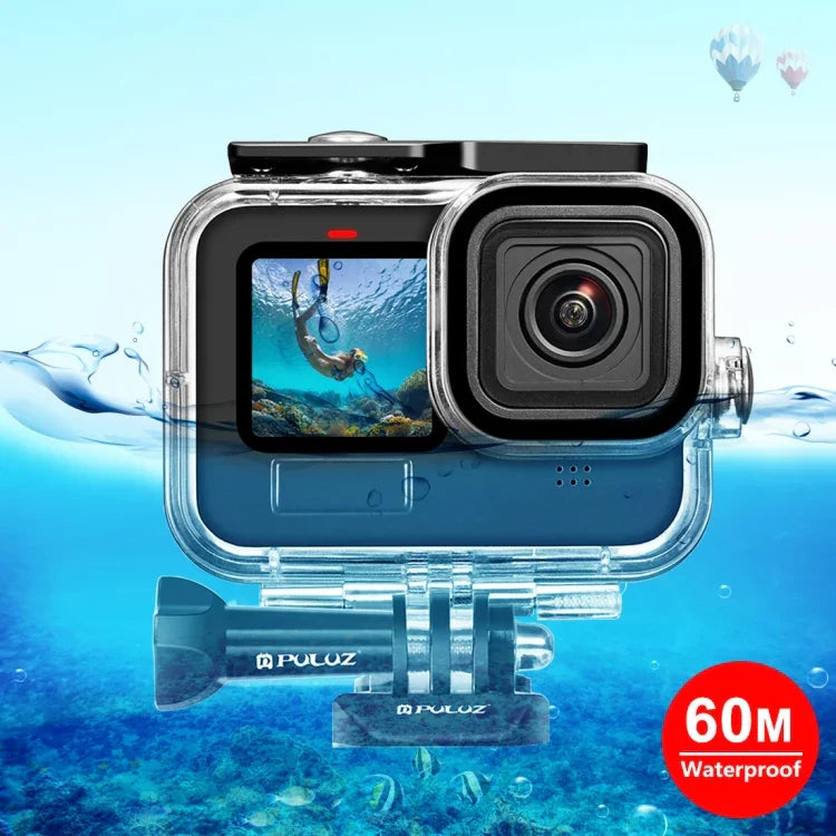 PULUZ 60m wasserdichtes Gehäuse mit Schnalle, Basishalterung und Schraube für GoPro HERO13 Black /12 Black /11 Black /10 Black /9 Black, für GoPro HERO9 Black