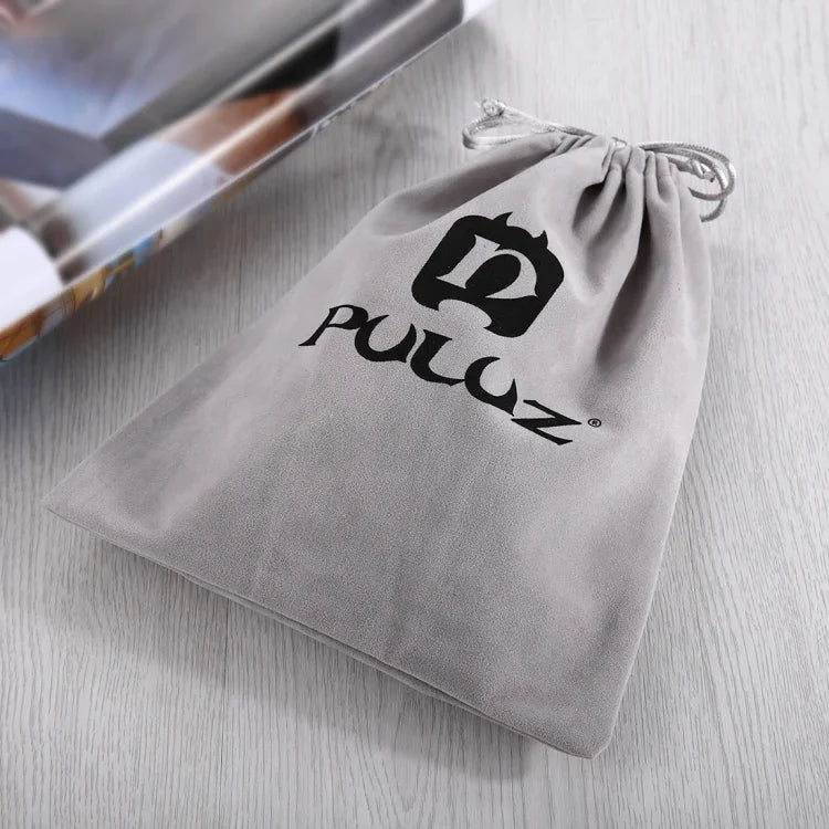 PULUZ Aufbewahrungstasche mit Kordelzug für GoPro, Insta360, DJI und anderes Action-Kamera-Zubehör, Flanelltasche, Größe: 24,5 cm x 20,5 cm, Nylon-Netztasche, Größe: 21,5 cm x 15,5 cm
