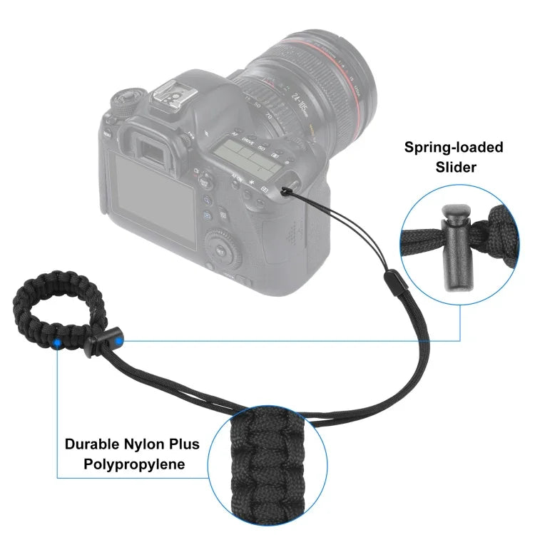 PULUZ Geflochtenes Sport-Kamera-Armband mit Anti-Verlust-Funktion und verstellbarer Handgelenkschlaufe