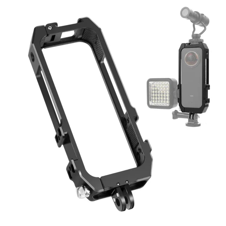 PULUZ Schutzkäfig-Gehäuse mit Blitzschuhhalterungen und magnetischem Klappstativadapter für Insta360 ONE X2, Käfig für Insta360 ONE X2