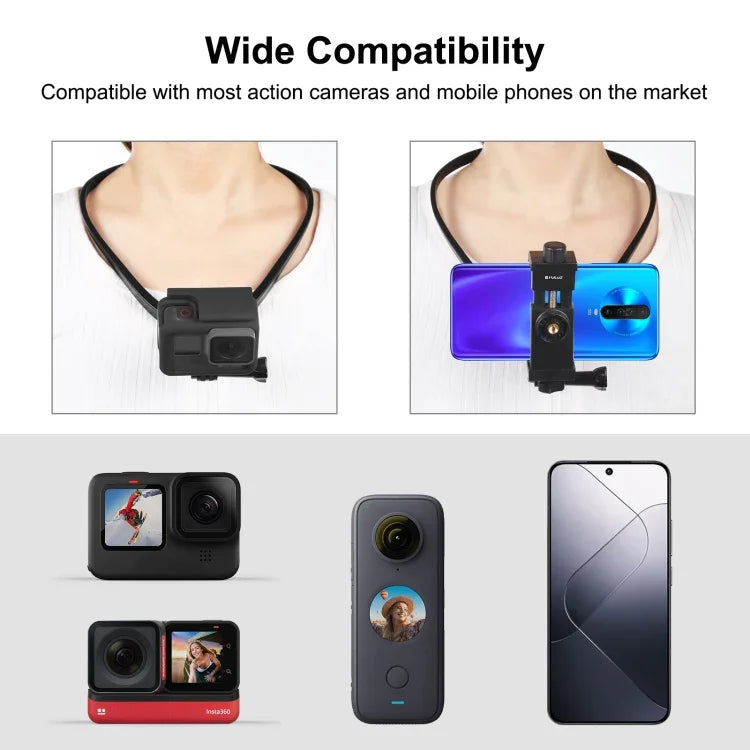 PULUZ Lazy Verstellbare Nackenhalterung für GoPro Action-Kameras und Smartphones