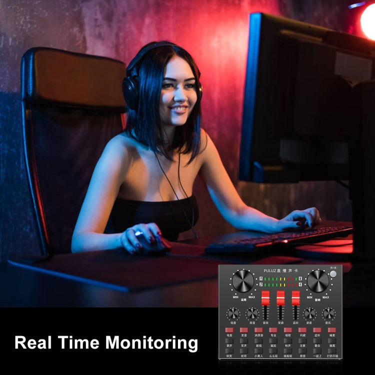 PULUZ Live Broadcast Soundkarte Bluetooth Karaoke Gesangsaufnahme Soundmixer für Mobiltelefon / Computer / Laptop / Tablet PC, chinesische Version, chinesische Version
