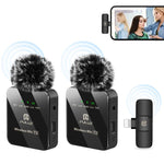 PULUZ Kabelloses Lavaliermikrofon für iPhone / iPad, 8-Pin Empfänger und Dualmikrofone, 8-Pin 2 TX + 1 RX