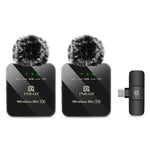 PULUZ Kabelloses Lavaliermikrofon für Type-C Telefon, Type-C Empfänger und Dualmikrofone, Type-C 2 TX + 1 RX