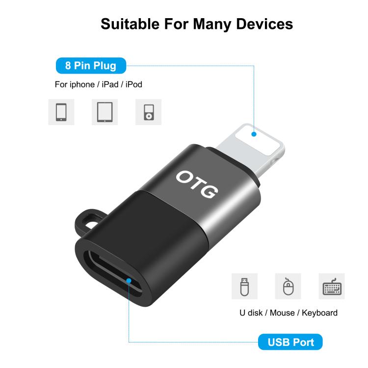 PULUZ 8-Pin-zu-USB-C / Typ-C PD OTG-Adapter, 8-Pin-OTG-Adapter