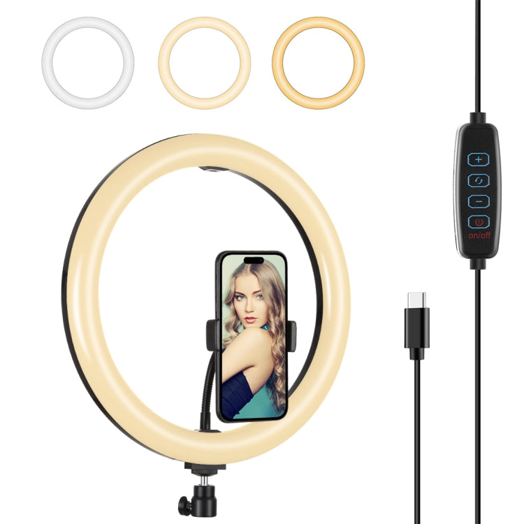 PULUZ PD20W 30 cm Typ-C 3 Modi dimmbarer Dual-Farbtemperatur LED gebogener diffuser Licht-Ring Vlogging Selfie Fotografie Video-Licht mit Telefonhalterung, Typ-C