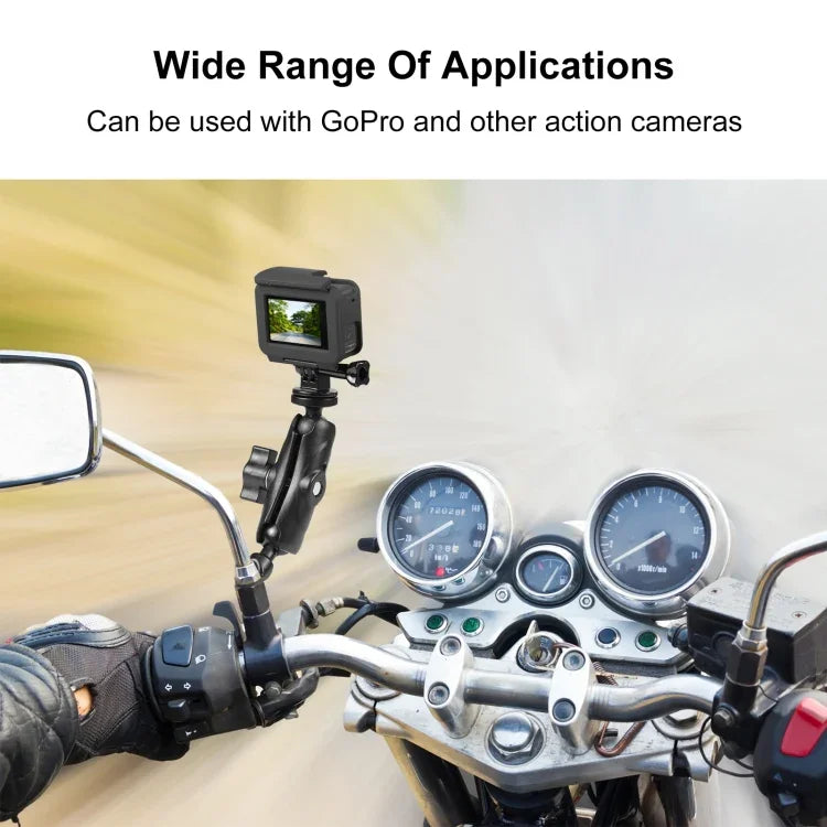 PULUZ Motorradhalterung mit Spiegelfußbohrung, feste Befestigung für GoPro und andere Action-Kameras, Spiegelfußbohrungsbefestigung