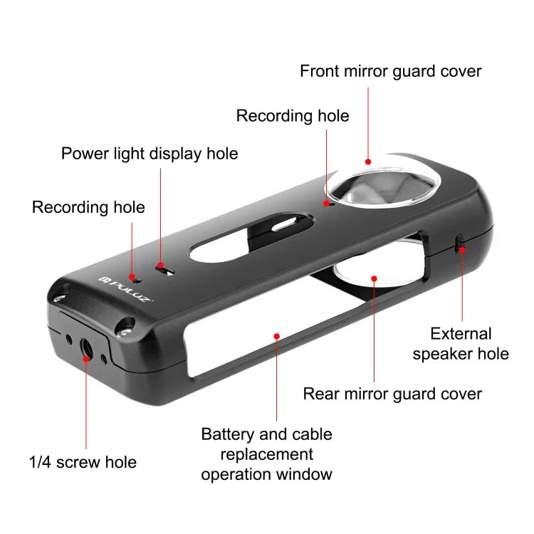 For Insta360 X3 PULUZ Metal Protective Cage Rig Housing Frame with Lens Protector, Metal Frame with Lens Protector