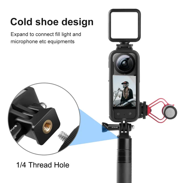 Schutzrahmen aus PC-Kunststoff für Insta360 X3 PULUZ Cold Shoe mit Adapterhalterung und Schraube, PC-Rahmen