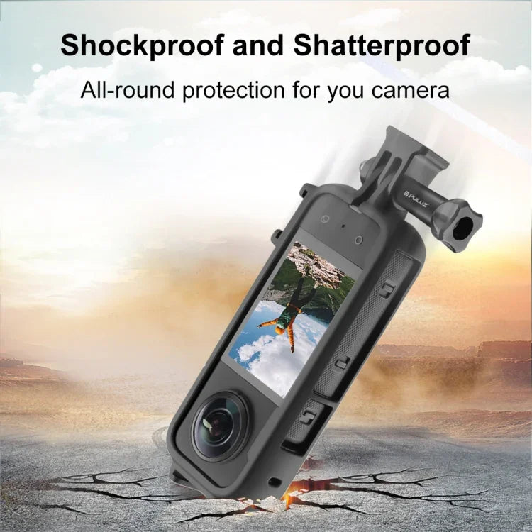 Schutzrahmen aus PC-Kunststoff für Insta360 X3 PULUZ Cold Shoe mit Adapterhalterung und Schraube, PC-Rahmen