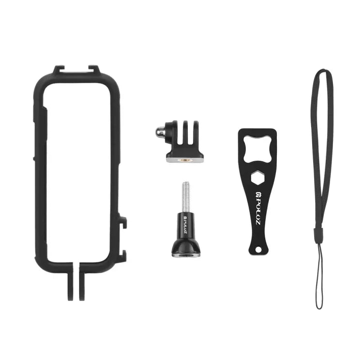 Schutzrahmen aus PC-Kunststoff für Insta360 X3 PULUZ Cold Shoe mit Adapterhalterung und Schraube, PC-Rahmen