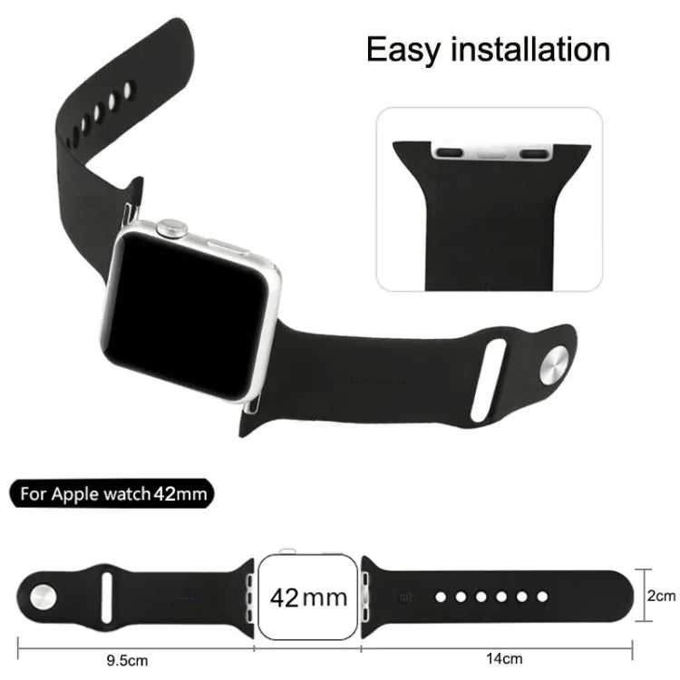 Hochleistungsfähiges, längeres Sportarmband aus Gummi mit Steckverschluss für Apple Watch Sport 42 mm