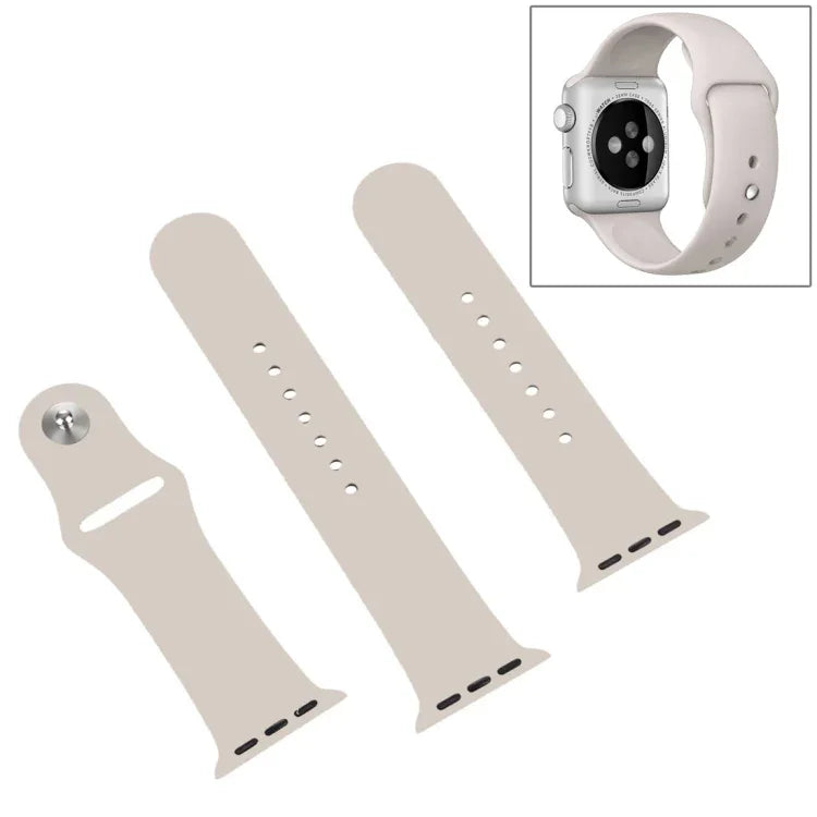 3-in-1-Armband aus Kautschuk mit Dornschließe für Apple Watch Series 10 (42 mm), 9, 8 und 7 (41 mm), SE 3, SE 2, 6, SE, 5 und 4 (40 mm) sowie 3, 2 und 1 (38 mm).
