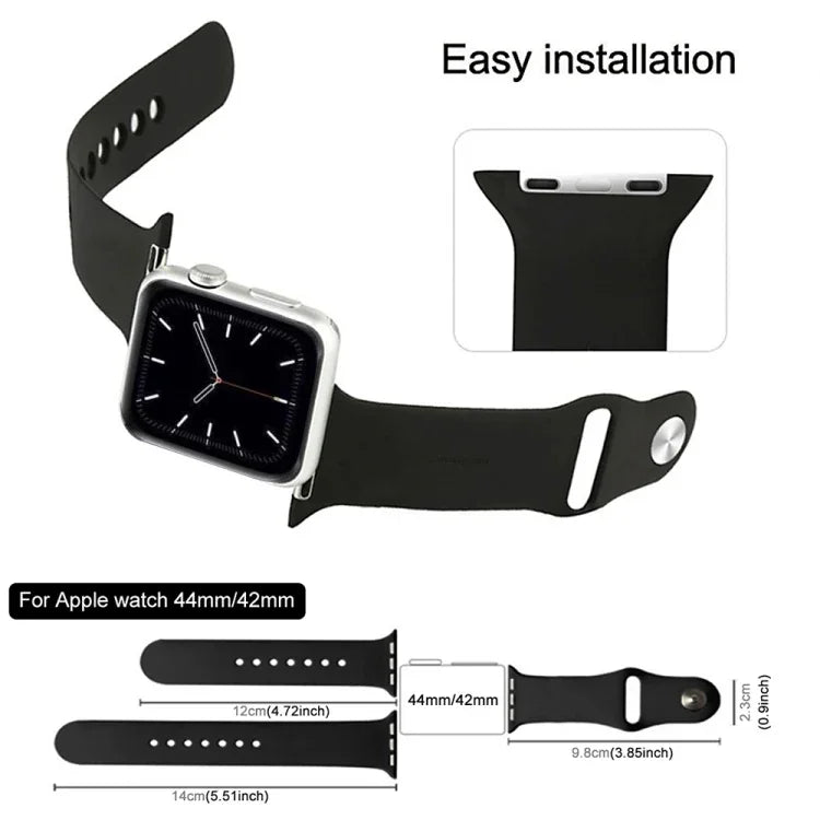 3-in-1-Armband aus Kautschuk mit Dornschließe für Apple Watch Series 10 (42 mm), 9, 8 und 7 (41 mm), SE 3, SE 2, 6, SE, 5 und 4 (40 mm) sowie 3, 2 und 1 (38 mm).