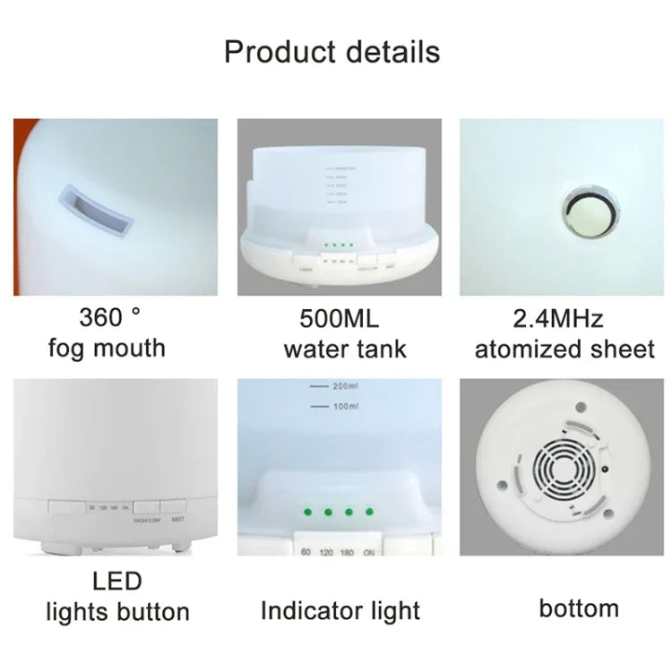 Ultraschall-Aroma-Diffusor mit farbigen LED-Leuchten (US-Stecker), FU-168