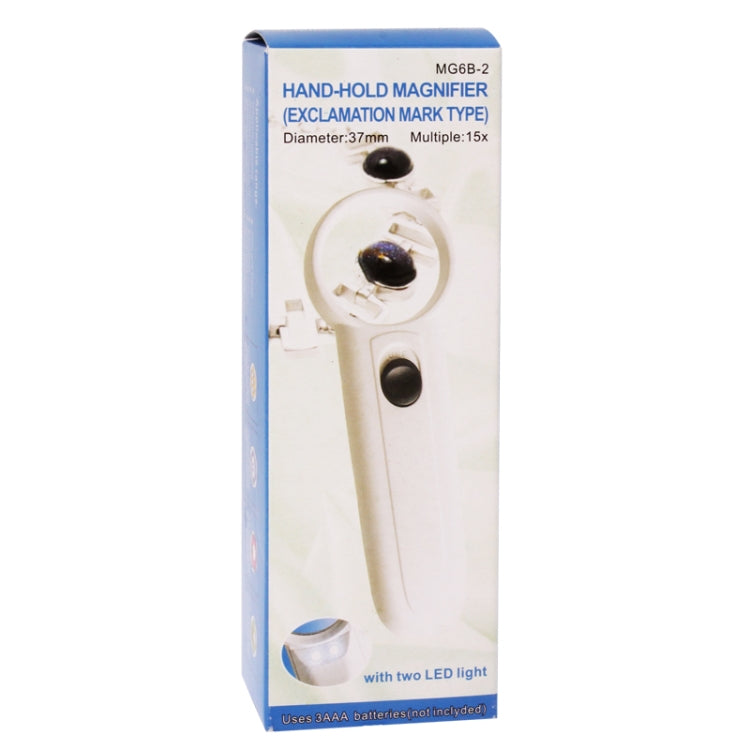 15X Handlupe mit Ausrufezeichen-Typ und 2 LEDs, 15X